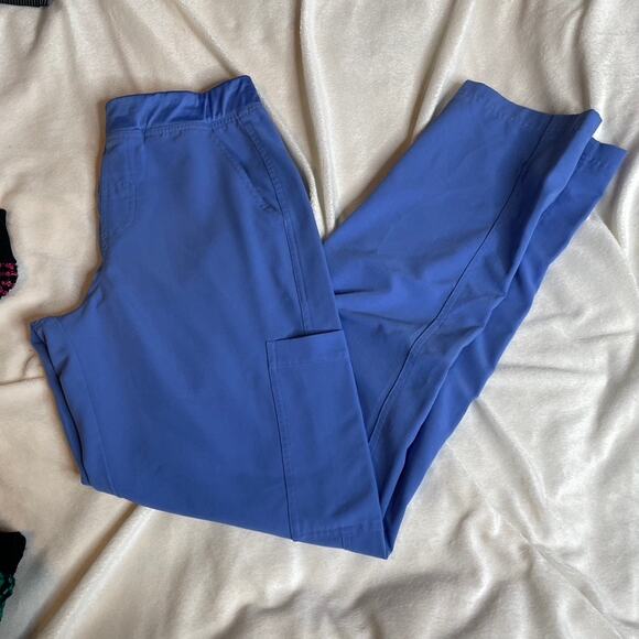 FIGS Axim Small Ciel Blue Scrub Bottoms CNA RN VET Inner Drawstring Straight Leg - Picture 1 of 5